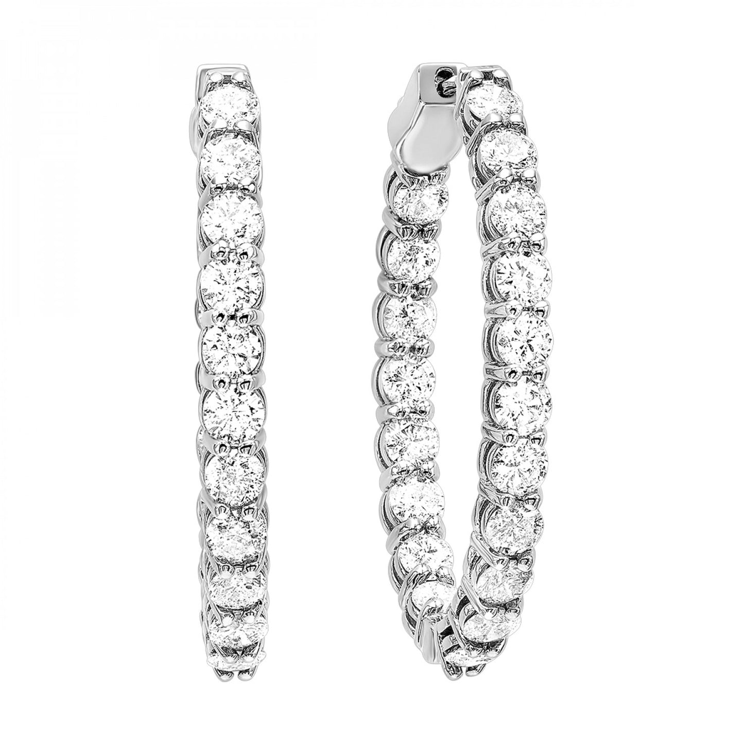 Sumptuous Round Diamond Eternity 1ct Hoop Earrings 14K White Gold  Gemmas Jewelers