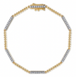 The Bujukan Collection Alternating Beaded and Pavé Diamond Bar Tennis Bracelet in 14K Yellow Gold