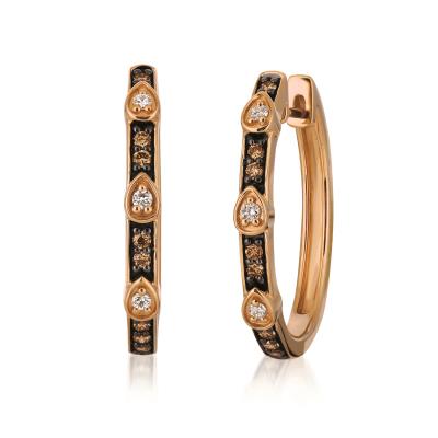 Exquisite LeVian Chocolate and Vanilla Diamond Earrings in 14K Strawberry Gold®