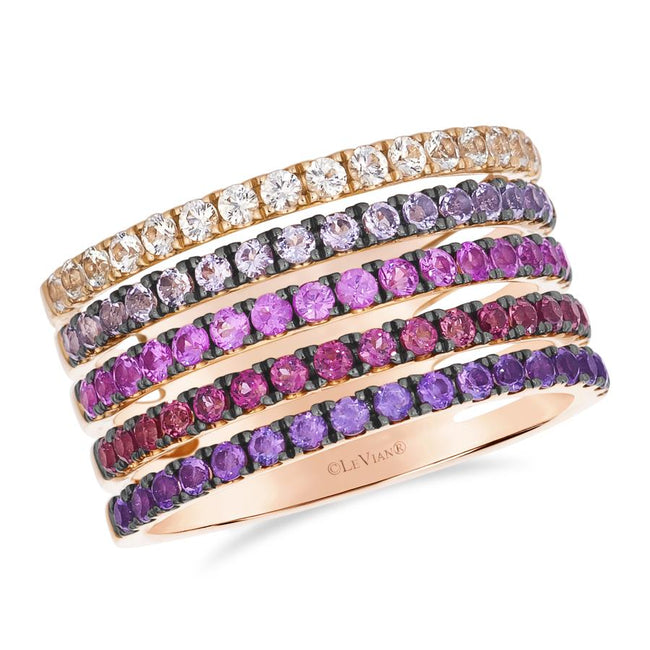 Le Vian Ombre Ring featuring White Sapphire, Bubble Gum Pink Sapphire™, Raspberry Rhodolite®, Cotton Candy Amethyst®, Grape Amethyst™