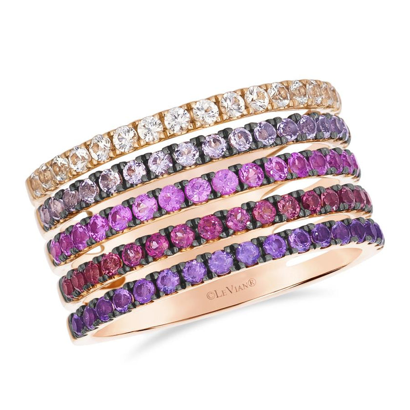 Le Vian Ombre Ring featuring White Sapphire, Bubble Gum Pink Sapphire™, Raspberry Rhodolite®, Cotton Candy Amethyst®, Grape Amethyst™