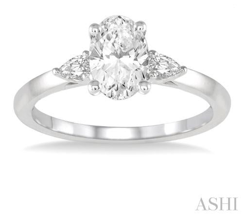 Timeless Design Oval & Pear Shape Diamond Engagement Ring in 14K White Gold| Gemmas Jewelers