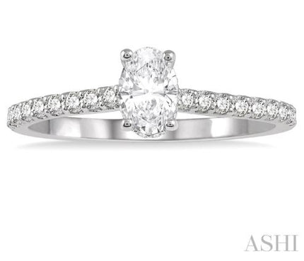 Timeless & Elegant Oval Shape Diamond Engagement Ring in 14K White Gold | Gemmas Jewelers