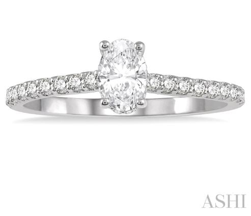 Timeless & Elegant Oval Shape Diamond Engagement Ring in 14K White Gold | Gemmas Jewelers