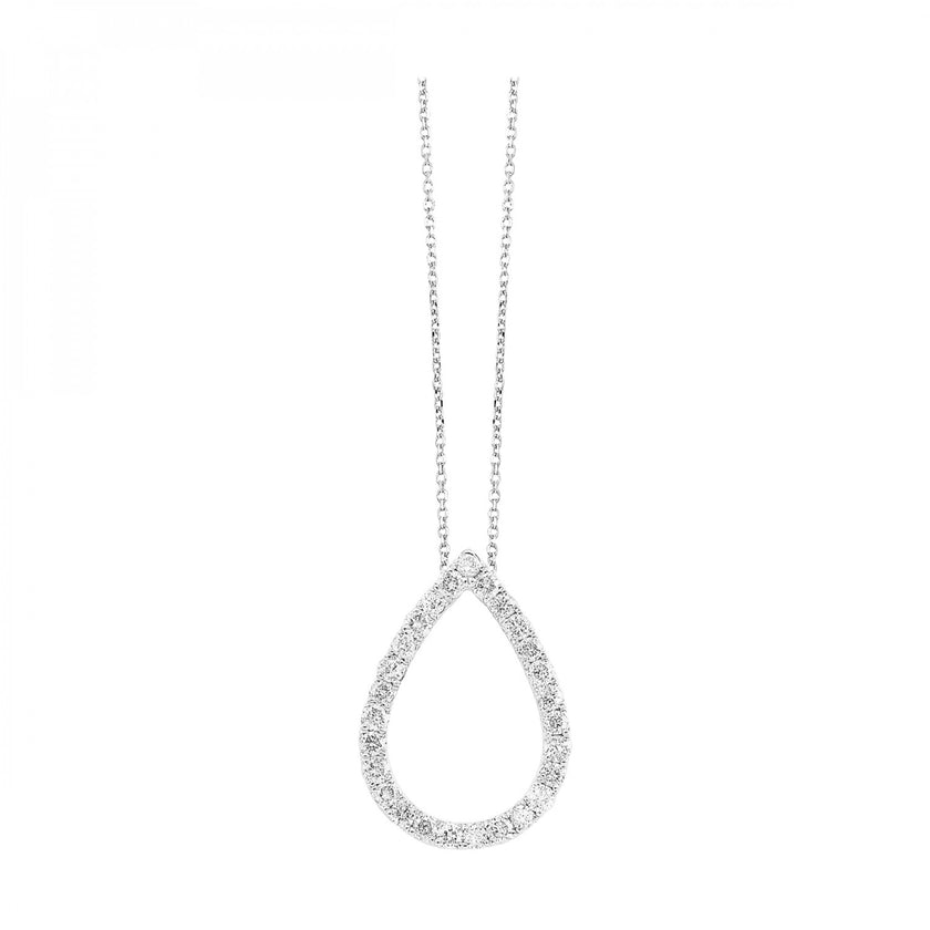Timeless Tear Drop Shape Diamond 1.0ctw Necklace in 14K White Gold | Gemmas Jewelers