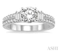 Twin Row Baguette and Round Cut Diamond Engagement Ring in 14K | Gemmas Jewelers