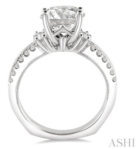 Twin Row Baguette and Round Cut Diamond Engagement Ring in 14K | Gemmas Jewelers