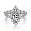 Bold and Unique Marquise Shape Halo Diamond Engagement Ring in 14K Gold | Gemma's Jewelers