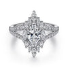 Bold and Unique Marquise Shape Halo Diamond Engagement Ring in 14K Gold | Gemma's Jewelers