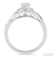 Vintage Inspired Round Diamond Halo Engagement Ring in 14K White Gold | Gemmas Jewelers