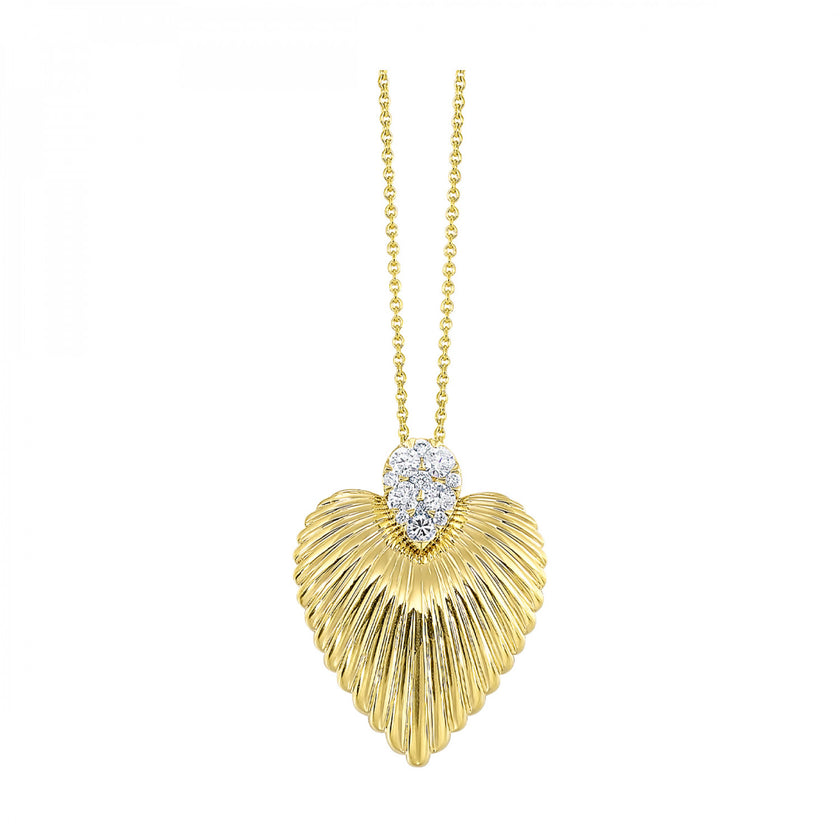 Vintage Inspired Pave Diamond Puff Heart Necklace 14K Gemmas JewelersNecklace 10K Gemmas Jewelers