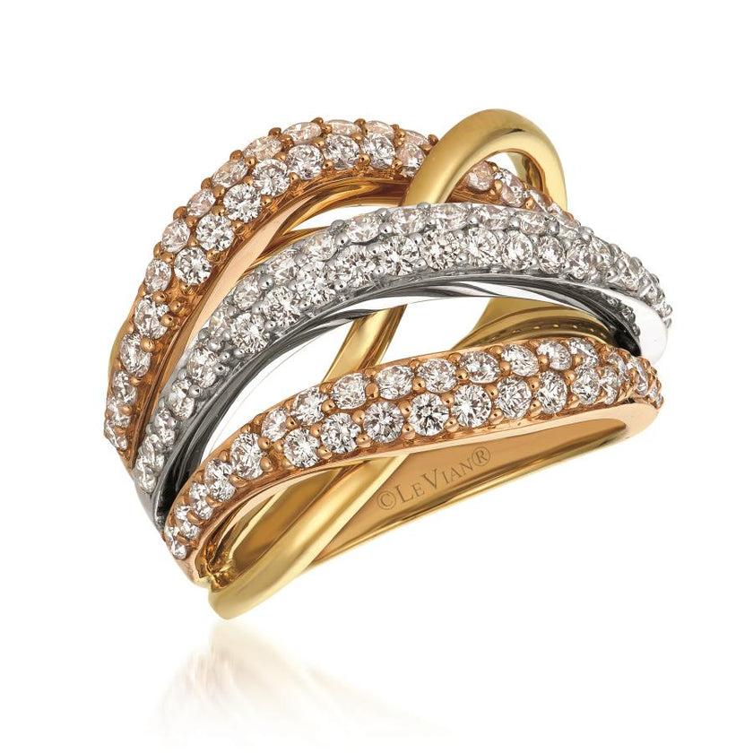 14K Tri Color Gold Ring | Nude Diamonds™ 1 7/8 cts.