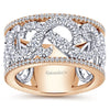 14K White and Rose Gold French Pave Set Scrollwork Design Diamond Ring - 1.70 ct