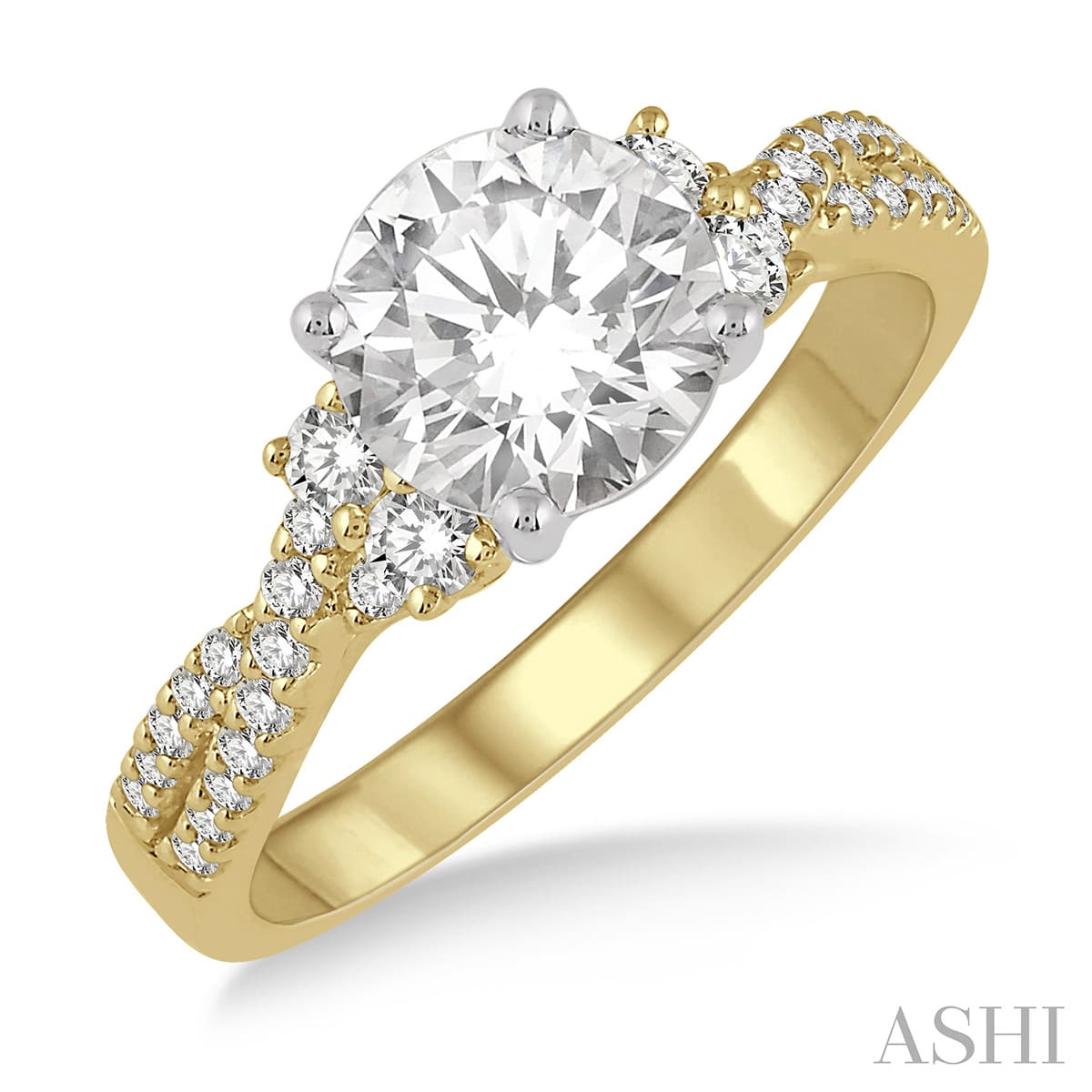 Woven and Delicate Round Diamond Engagement Ring in 14K Yellow Gold | Gemmas Jewelers