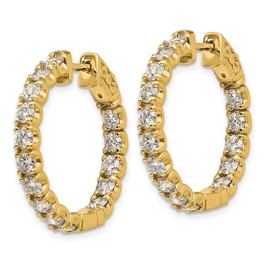 14K Yellow Gold 2 3/4 carat Lab Grown Diamond VS+ F+ Complet In and Out Hoop Earrings