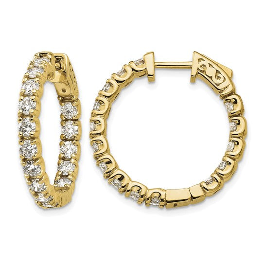 14K Yellow Gold 2 3/4 carat Lab Grown Diamond VS+ F+ Complet In and Out Hoop Earrings