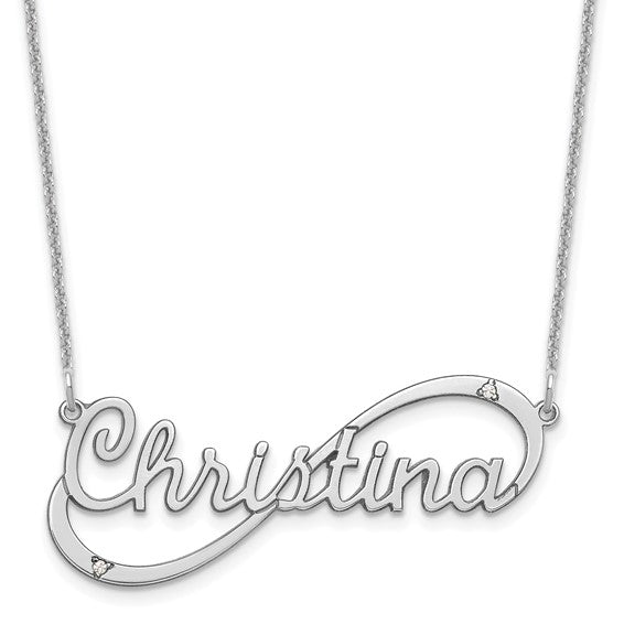 Infinity Nameplate Necklace with Diamonds