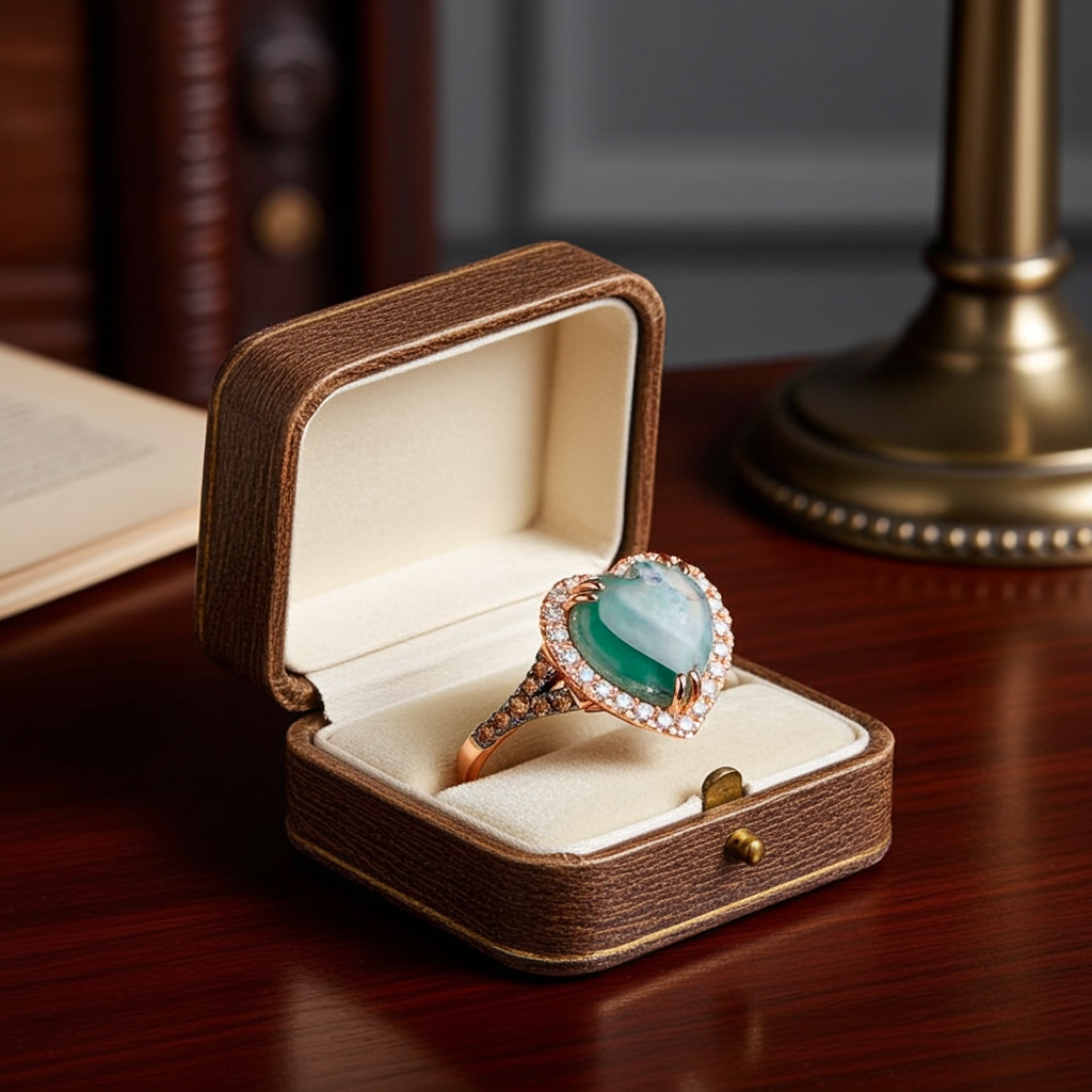 Shimmering LeVian Heart Peacock Aquaprase Chocolate Diamond Ring