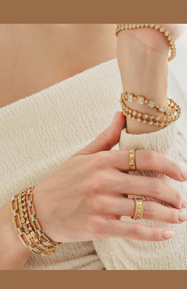 Yellow Gold Baguette Diamond Bracelet 1.30tw