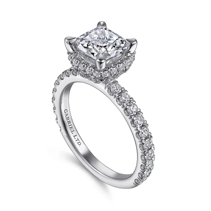 Yale - 18K White Gold Cushion Cut Diamond Engagement Ring