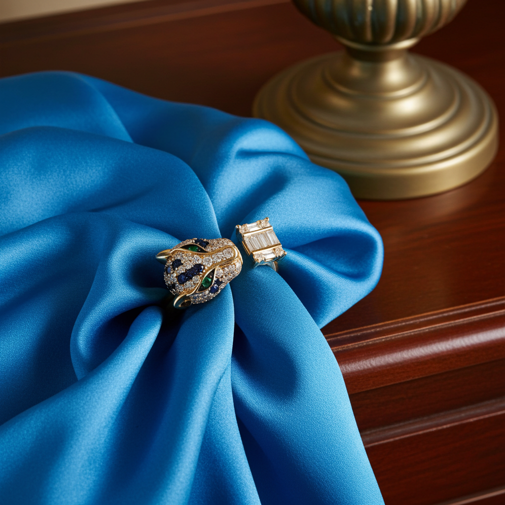 Toi et Moi EFFY Diamond Emerald Sapphire Panther Ring with Emerald Eyes in 14K