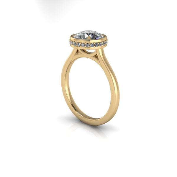 2 Carat Bezel Engagement Ring with Hidden Halo