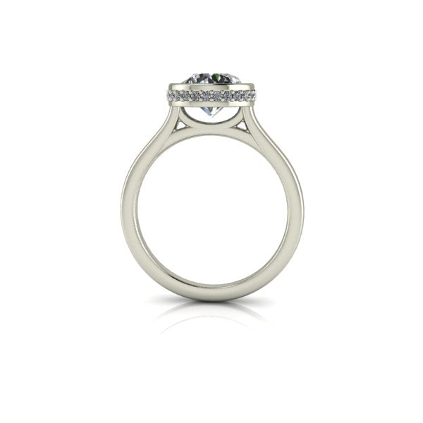 2 Carat Bezel Engagement Ring with Hidden Halo