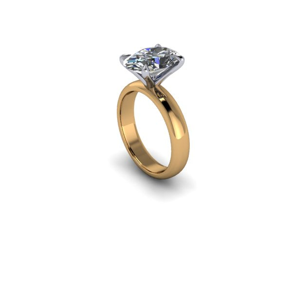 18k/Platinum Custom 3 Carat Oval Diamond Solitaire Ring