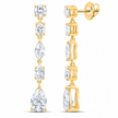 3.00 CTW Certified Lab-Grown Diamond Mixed-Shape Drop Earrings in 14K Yellow Gold