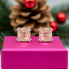Shimmering Cushion Cut Pink Lab Diamond Stud Earrings 2.0ctw in 14K Gold