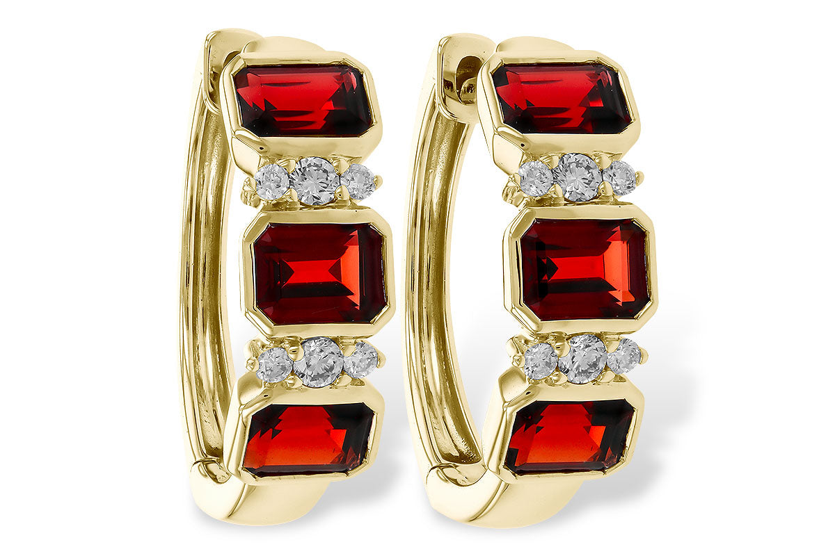 Garnet Yellow Gold Earrings