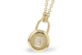 14k Yellow Gold Emerald Cut Lock Diamond Necklace