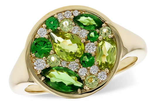 Tsavorite Peridot Diamond Ring