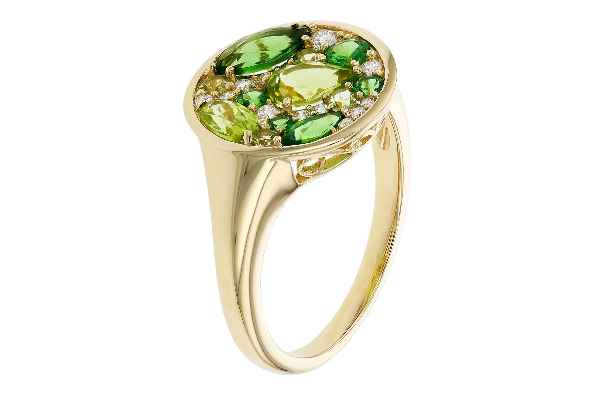 Tsavorite Peridot Diamond Ring