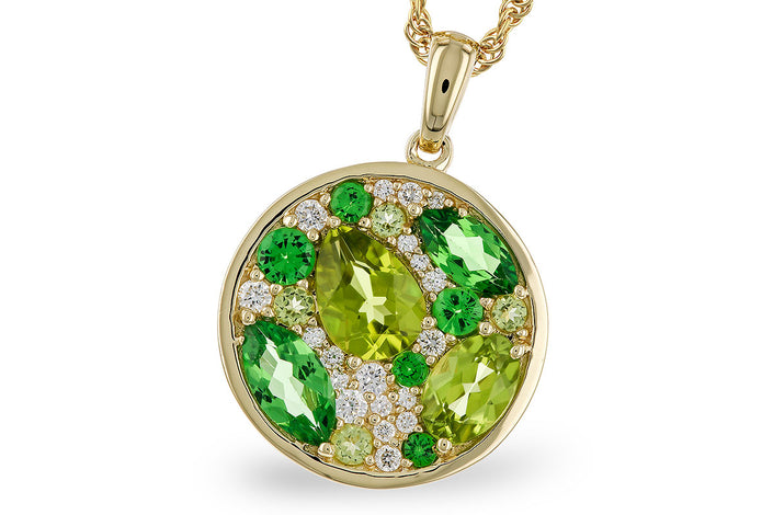 14kt yellow gold, tsavorite, peridot, and diamonds totaling 2.37 carats