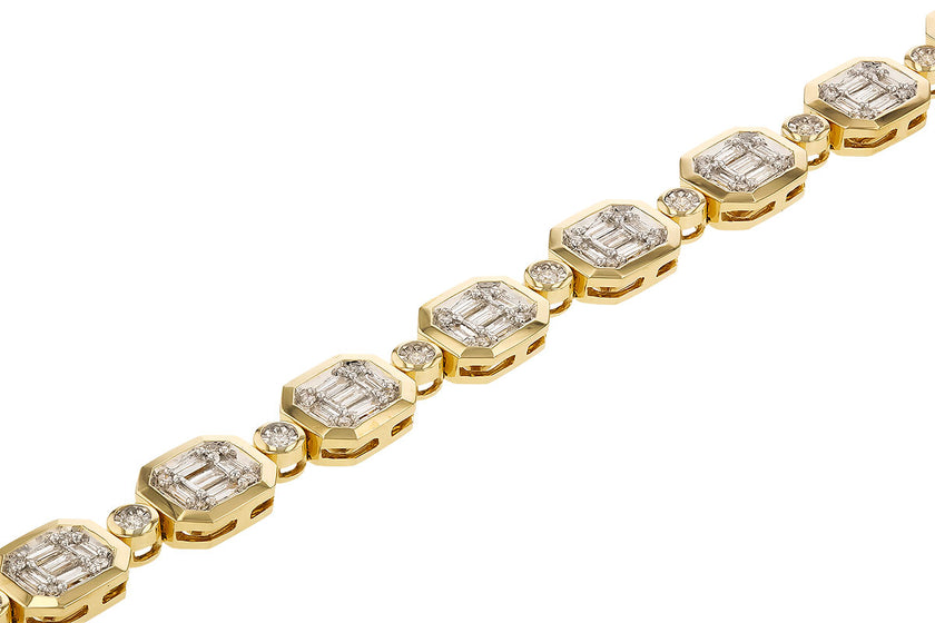 Yellow Gold Baguette Diamond Bracelet 1.30tw