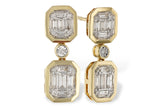 14k Yellow Gold Baguette Diamond Earrings