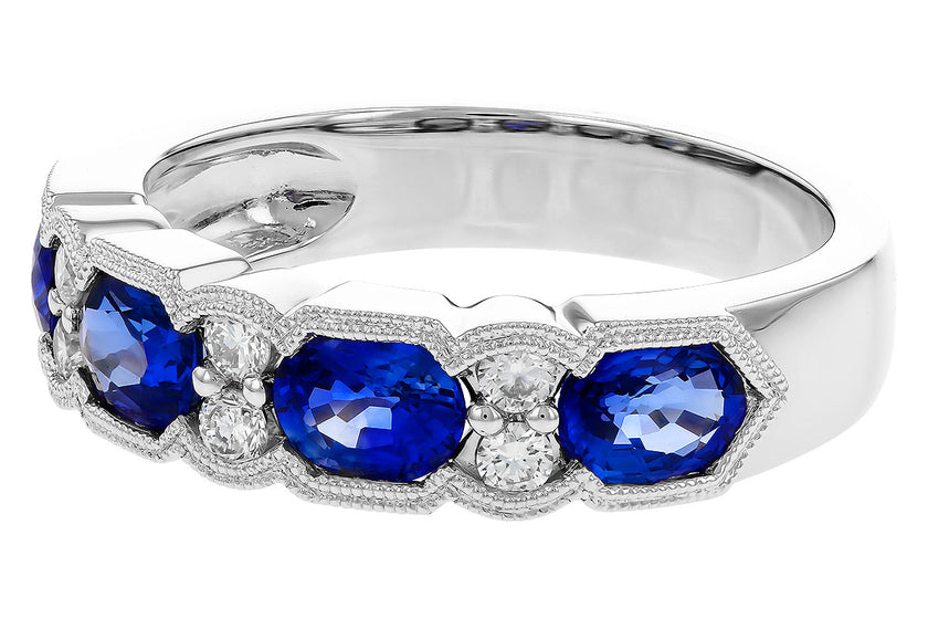Vintage Inspired Sapphire Diamond Band 1.90tw