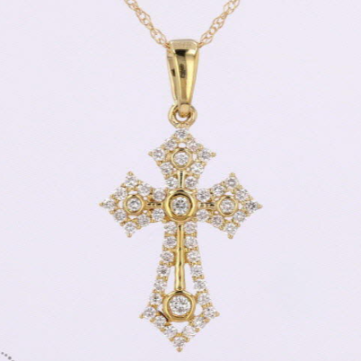 Yellow Gold Diamond Cross 1/4CTW