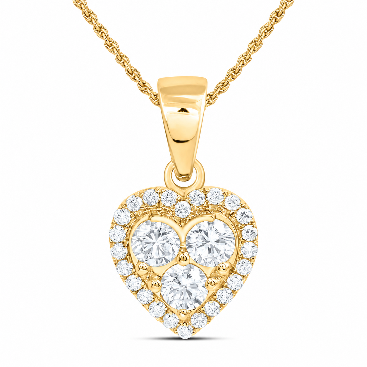 10K Yellow Gold Heart Halo Pendant with 1.00 CTW Lab-Grown Diamonds