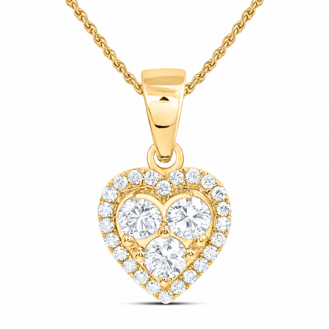 10K Yellow Gold Heart Halo Pendant with 1.00 CTW Lab-Grown Diamonds