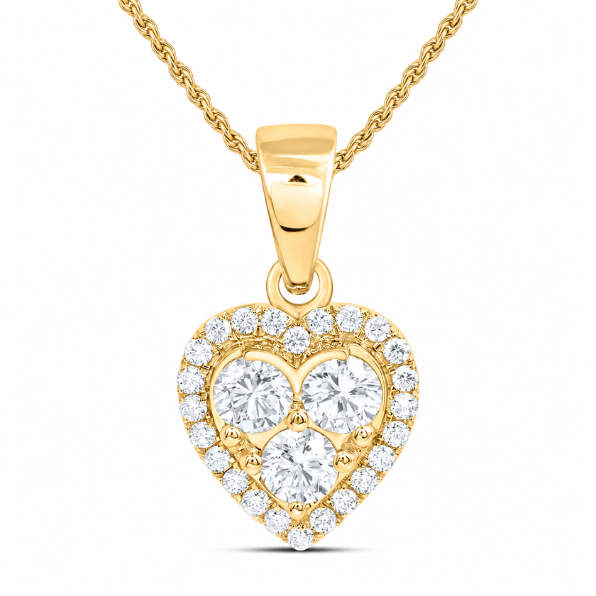 10K Yellow Gold Heart Halo Pendant with 1.00 CTW Lab-Grown Diamonds
