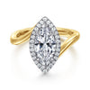 Sylvara - 14K White-Yellow Gold Marquise Shape Halo Diamond Engagement Ring