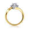 Sylvara - 14K White-Yellow Gold Marquise Shape Halo Diamond Engagement Ring