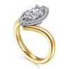 Sylvara - 14K White-Yellow Gold Marquise Shape Halo Diamond Engagement Ring