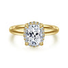 14K Yellow Gold Elongated Cushion Hidden Halo Diamond Engagement Ring