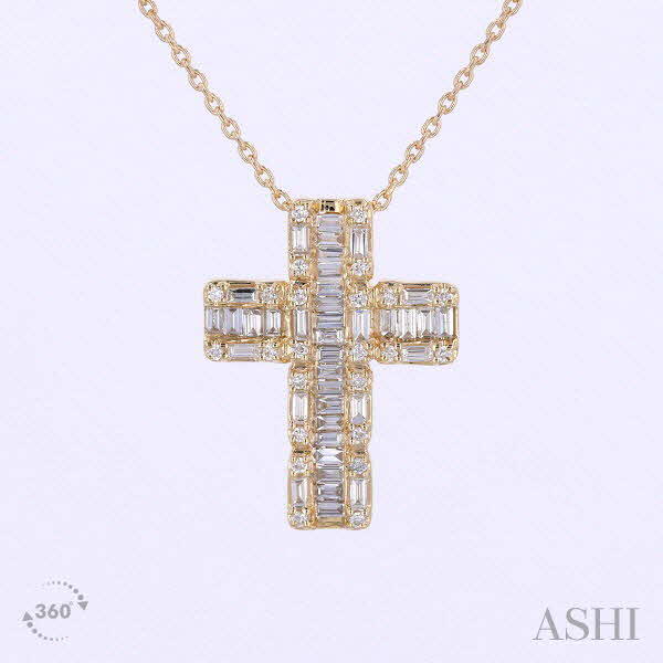 14K Yellow Gold Diamond Cross 1/2ctw