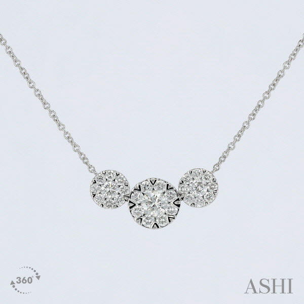 Three Stone Diamond Necklace 1 Carat