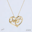 Lovely MOM 1/20ct Diamond Heart Pendant With Chain in 10K Yellow Gold