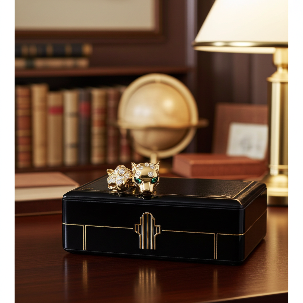 Cartier Inspired Diamond and Tsavorite Panther EFFY Stud Earrings in 14K